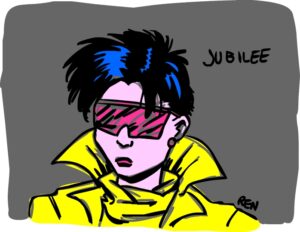 Digital drawing of Jubilee from the shoulders up in color.
