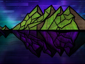 Finished "Crystal Mountains" art collab by Ren Morrison and Dox.