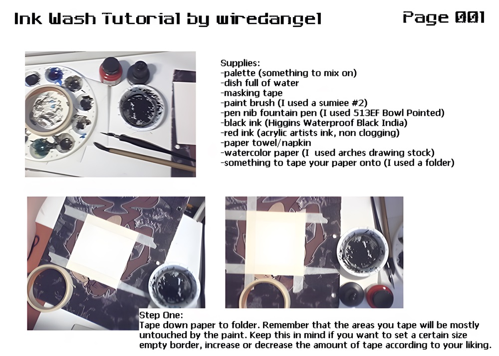 Ink Wash Tutorial Page 001 - photos and steps shown to create ink wash painting.