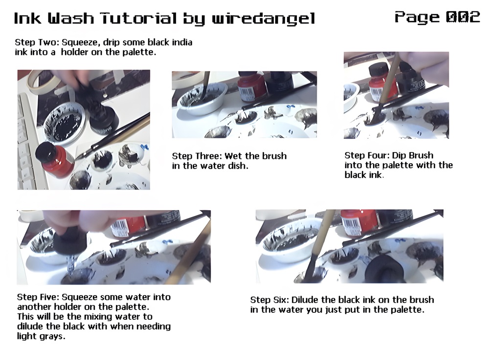 Ink Wash Tutorial Page 002 - photos and steps shown to create ink wash painting.