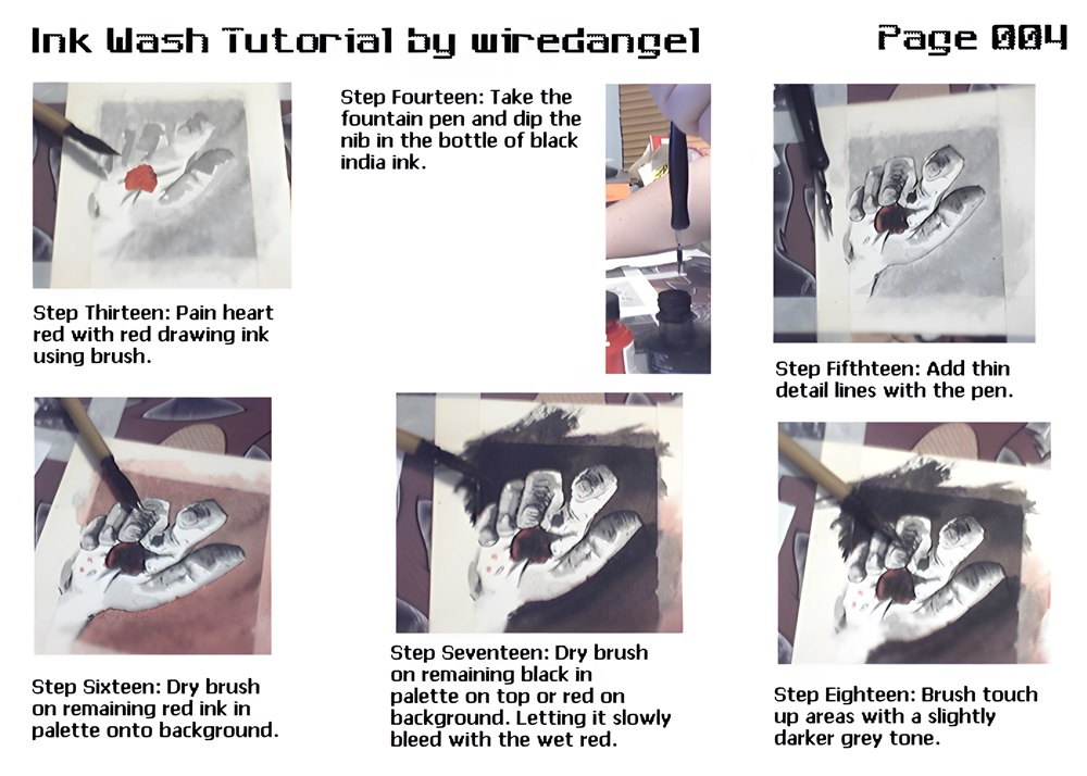 Ink Wash Tutorial Page 004 - photos and steps shown to create ink wash painting.