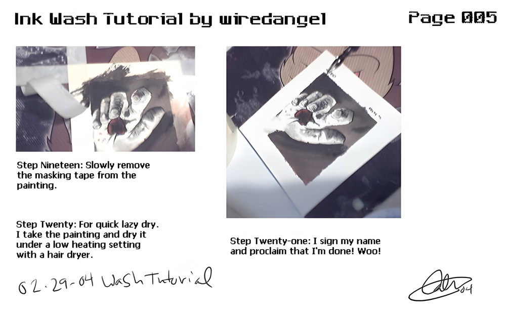 Ink Wash Tutorial Page 005 - photos and steps shown to create ink wash painting.