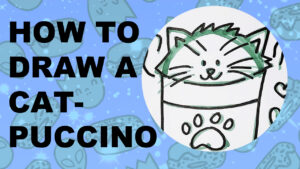 Thumbnail for youtube tutorial about drawing a catpuccino.