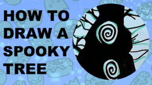 Thumbnail for youtube tutorial about drawing a spooky tree.